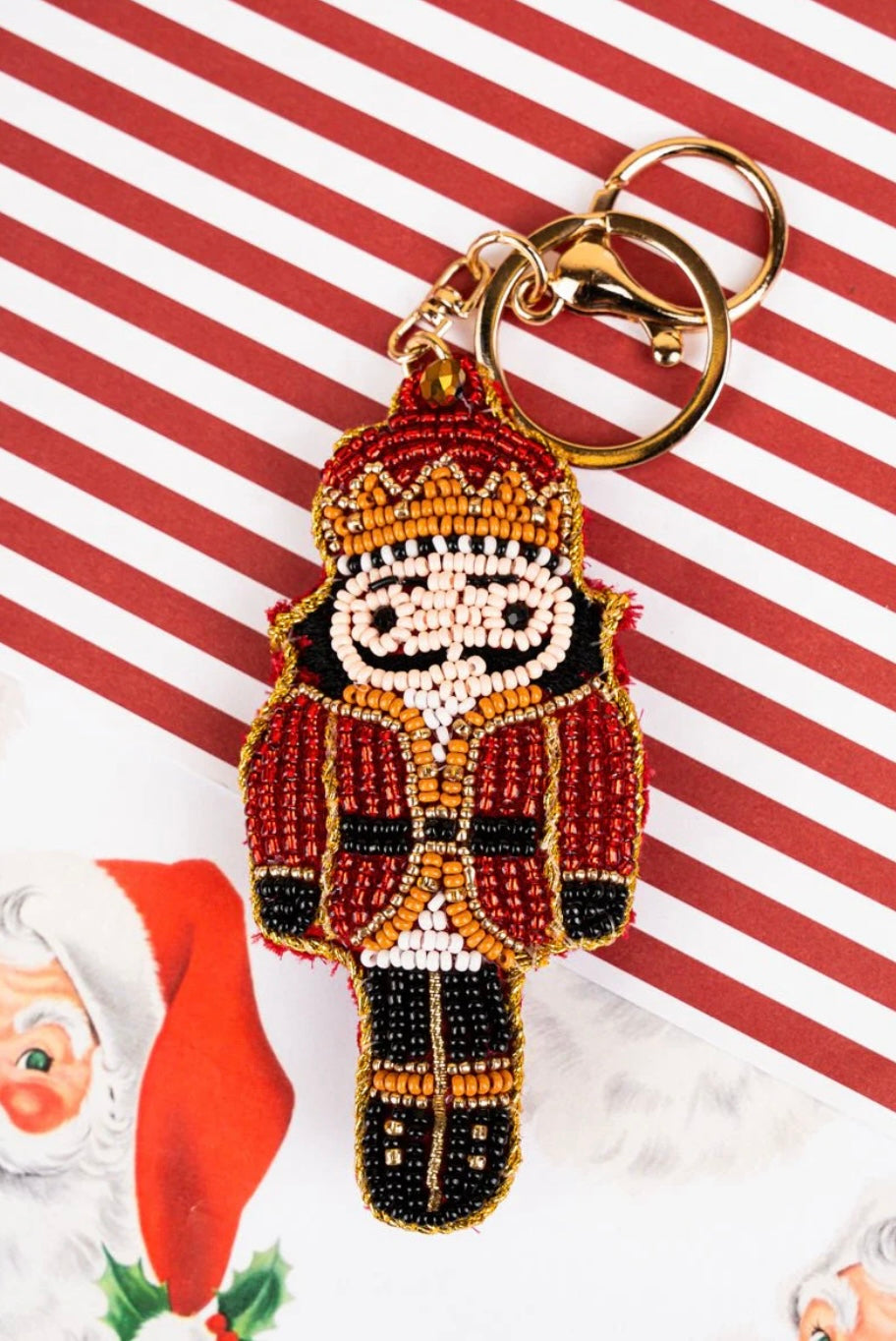 NUTCRACKER SEED BEAD KEYCHAIN