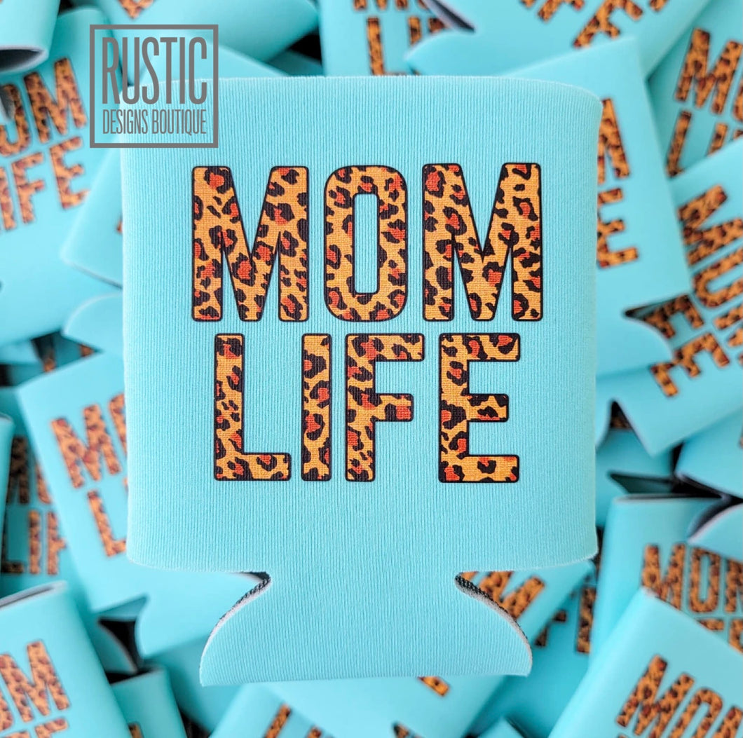 Leopard Mom Life Koozie